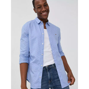 Tommy Jeans pánská světle modrá košile se vzorem - XL (0G1)